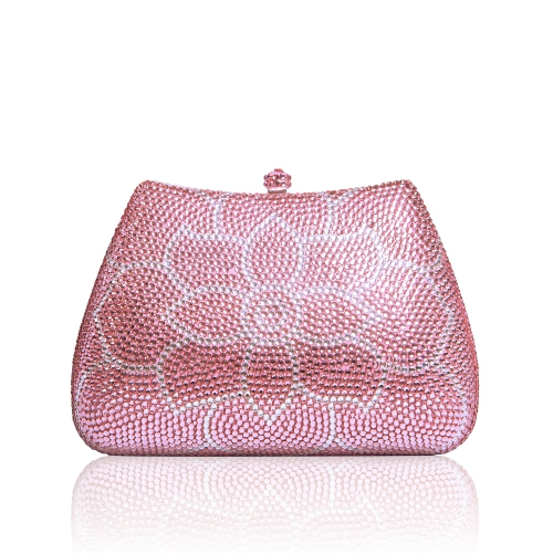 Lotus Jeweled Evening Clutch (Pink with White Lotus)